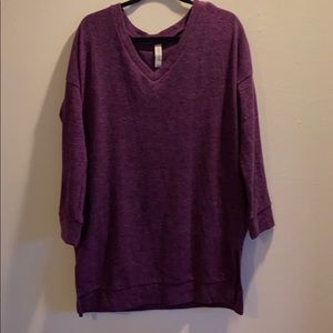 Zenana Outfitters purple oversized v-neck sweater